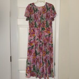 Floral Maxi Dress with Ruffled Sleeves